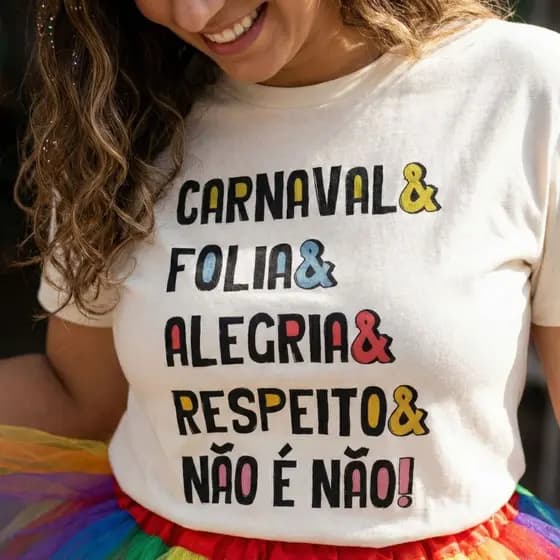 Camiseta FemininaT-shirt Carnaval Bloquinho Fantasia Algodão Premium Conforto Estampa DTF