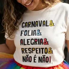 Camiseta FemininaT-shirt Carnaval Bloquinho Fantasia Algodão Premium Conforto Estampa DTF