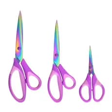 Kit Tesoura Profissional Corte e Costura 3 Unidades Tesoura Titanium Tesouras Diferentes Tesoura