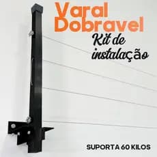 Varal De Parede Retrátil Em Aço Dobrável, Articulado, Cabo De Aço Encapado 60 Kg ENVIO IMEDIATO