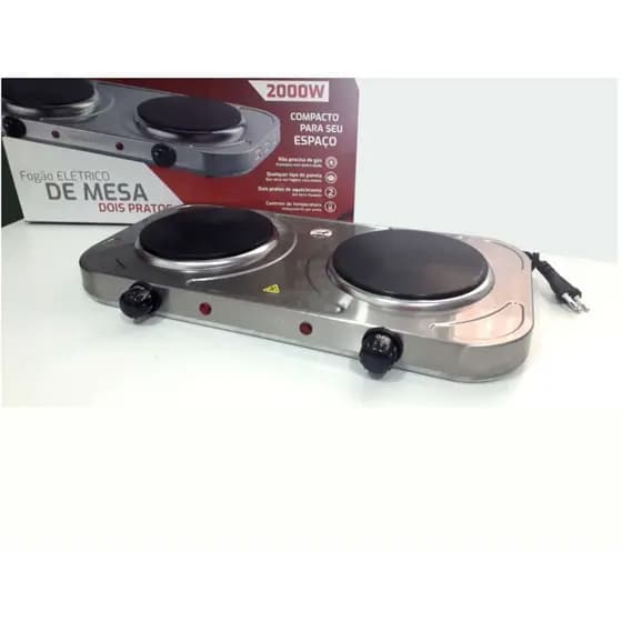 Fogão Elétrico De Mesa 2 Bocas Inóx 220V