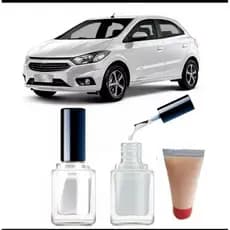 Tinta Tira Risco Automotivo Onix Branco Summit + Cera de Polir