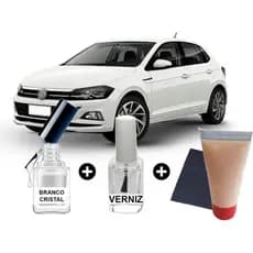Tinta Tira Risco Automotivo Volkswagen Virtus Branco Cristal 10ml + Cera De Polir 15ml Para Polimento