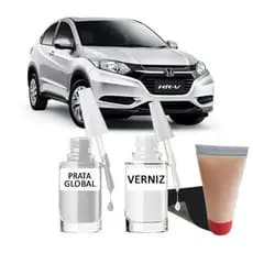 Tinta Tira Risco Automotivo Honda Hr-v Prata 10ml + Cera De Polir 15ml Para Polimento
