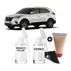Tinta Tira Risco Automotivo Creta Branco Polar Hyundai + Cera Polir