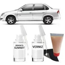 Tinta Tira Risco Automotivo Chevrolet Classic Branco Summit 10 ml + Cera De Polir 15ml Polimento