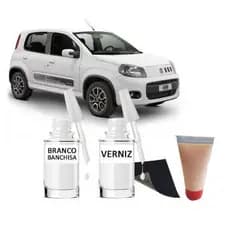 Tinta Tira Risco Automotivo Fiat Uno Branco Banchisa 10ml + Cera De Polir 15ml Para Polimento