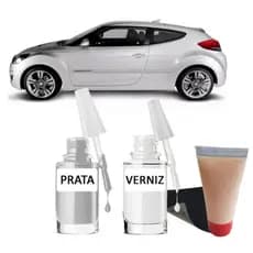 Tinta Tira Risco Automotivo Hyundai Veloster Prata Metal 10ml + Cera De Polir 15ml Para Polimento