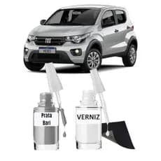 Tinta Tira Risco Automotivo Fiat Mobi Prata Bari 10ml + Cera De Polir 15ml Para Polimento