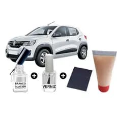 Tinta Tira Risco Automotivo Renault Kwid Branco 10ml + Cera De Polir 15ml Para Polimento