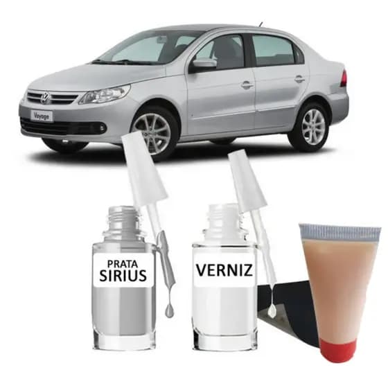 Tinta Tira Risco Automotivo Volkswagen Voyage Prata 10ml + Cera De Polir 15ml Para Polimento