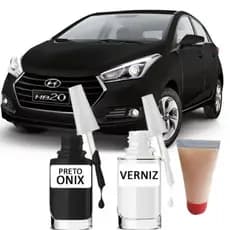 Tinta Tira Risco Automotivo Hyundai Hb20 Preto Onix 10ml + Cera De Polir 15ml Para Polimento