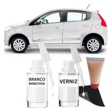 Tinta Tira Risco Automotivo Fiat Novo Palio Branco 10ml + Cera De Polir 15ml Para Polimento