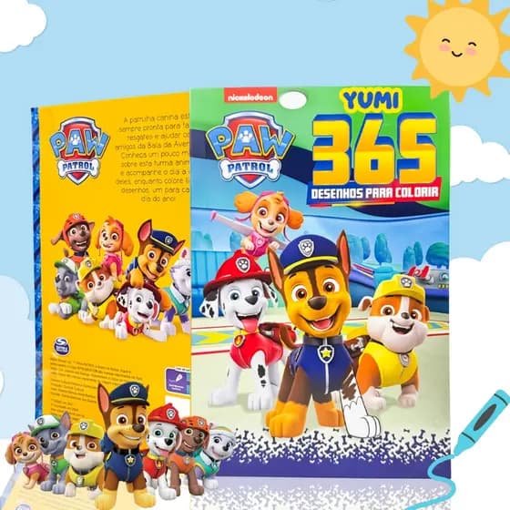 Livro Infantil : 365 Desenhos Para Colorir Com A Patrulha Canina | Passa Tempo Educativo - Para Crianças