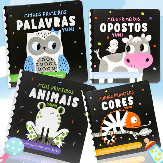 Coleção Livros De Auto Contraste Para Bebês : Leitura Infantil Ilustrada E Interativa | Capa Dura E Texturizada Crianças