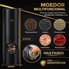 Kit 2 Moedor de Sal e Pimenta Elétrico Profissional Condimentos Automático Com Ajuste de Moagem