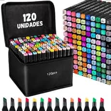 Marcador Conjunto Canetas 120 Cores Permanente Ponta Dupla