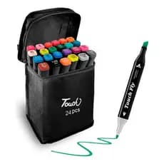 Estojo Maleta Kit 24 Cores Conjunto Canetinhas Cololoridas