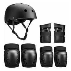 Kit De Proteção Com Capacete Skate Patins Joelheira Cotovele