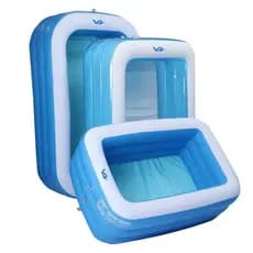 Piscina inflável Retangular Azul Familiar PVC Resistente 120 cm a 305 cm Infantil e Adulto VG Plus
