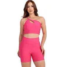 Conjunto Fitness Feminino Suplex Top e Short Empina Levanta Bumbum Cintura Alta