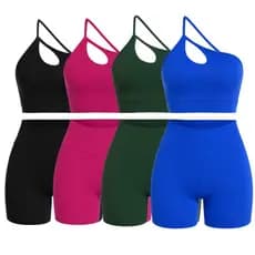 Kit 4 Conjunto Fitness Short e Top Feminino Levanta Bumbum