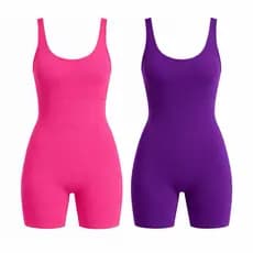 Kit 2 Macaquinho Fitness Feminino Suplex Sem Manga Meia Coxa Academia Treino Costas Abertas