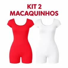 Kit 2 Macaquinhos Fitness Feminino Suplex Academia Manga Curta Meia Coxa Roupa de Treino
