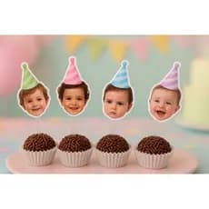 Topper para docinhos com foto de bebê! topper rostinho de criança