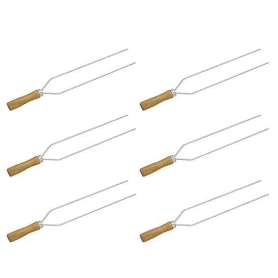 Kit Com 6 Mini Espeto Duplo Para Churrasco 39 Cm Assar Espetinho Matrinox