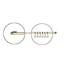 Barra de utensilios aéreo cozinha 45cm 6 Ganchos Dourada Future 2411DD