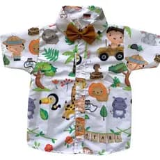 CAMISA SAFARI BRANCO infantil para menino