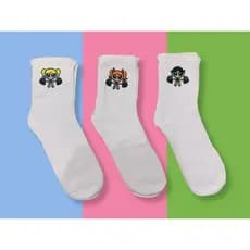 Kit 3 Pares Meia Branca Estampada | Conforto e Estilo
