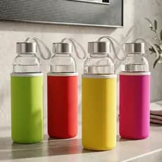 Garrafas Squeze de vidro 500 ml Com Capa - Várias Cores