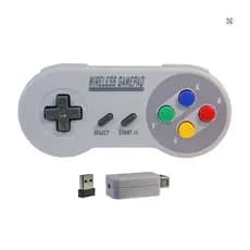 Controle Sem Fio Estilo SNES 2.4Ghz - Para PC, TV Box, SNES Classic Mini & Android - Recarregável
