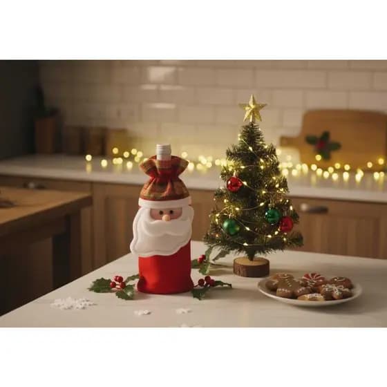 Capa Decorativa de Natal Porta Garrafa de Vinho ou Espumante Promoção
