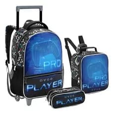 Kit Mochila Rodinha Game On ou Astronauta Menino Seatine Ótima Oferta