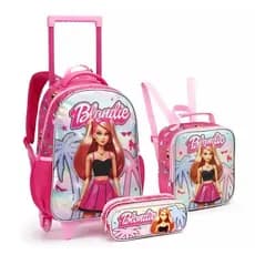 Kit Mochila Rodinhas Menina Boneca Blondie ou Unicórnio Mega Promoção