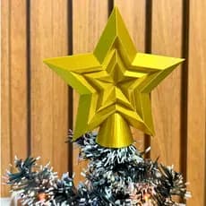 Estrela Dourada Ponta de Arvore de Natal - Decoração de Natal Árvore de Natal