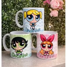 Trio Caneca Super poderosas - Personalizada Trio de amigas  - Caneca Personalizada (Porcelana)