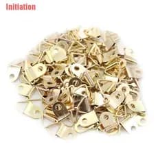 | Iniciação 100pcs Mini Triângulo Dourado D-Ring Imagem Óleo Pintura Espelho Moldura Gancho Cabide 10x20mm Móveis