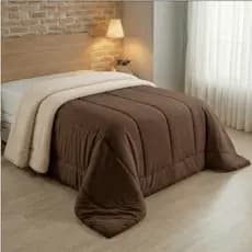 Edredom Coberdrom Casal/Queen 1PC Liso Com Sherpa 400 Fios Grosso Quente Premium