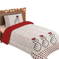 Edredom Solteiro 2PC Dorama (PREMIUM) Saranghae Finger Heart Estampa Coreana Exclusiva