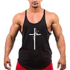 Regata Masculina Cavada Fé Cristã Bodybuilder Oversized Longline Camiseta Academia
