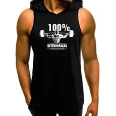 Regata Masculina com Capuz Longline 100 % Determinação Oversized Academia Treino