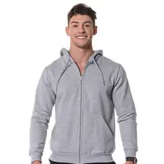 Blusa Moletom Masculino com Ziper Flanelado Casaco de Frio Capuz e Bolsos