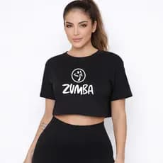 Cropped Academia Zumba Dança T-shirt 100% Algodão Feminino
