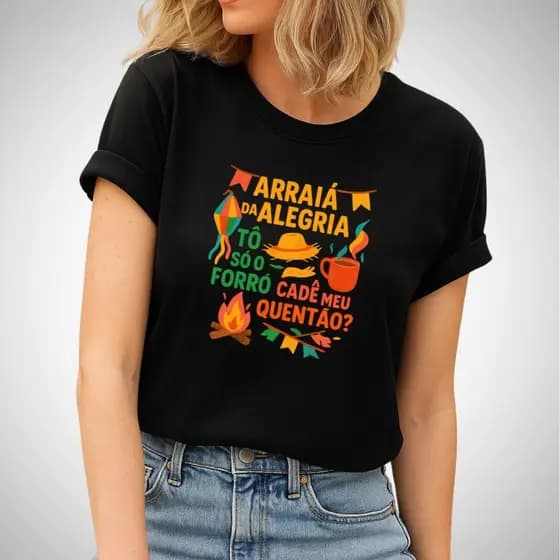 Camiseta Feminina Festa Junina São João Julhina Blusa Algodão