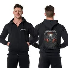 Blusa Moletom Masculino com Ziper Metallica Banda Rock Casaco De Frio