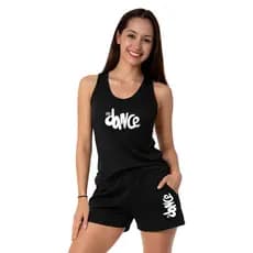 Conjunto Feminino Treino Academia Dança Fit Dance Short e Regata Feminina Estampado